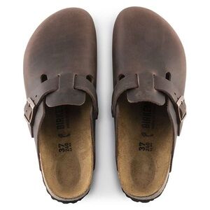 Birkenstock Brown Leather Clog with Adjustable Buckle